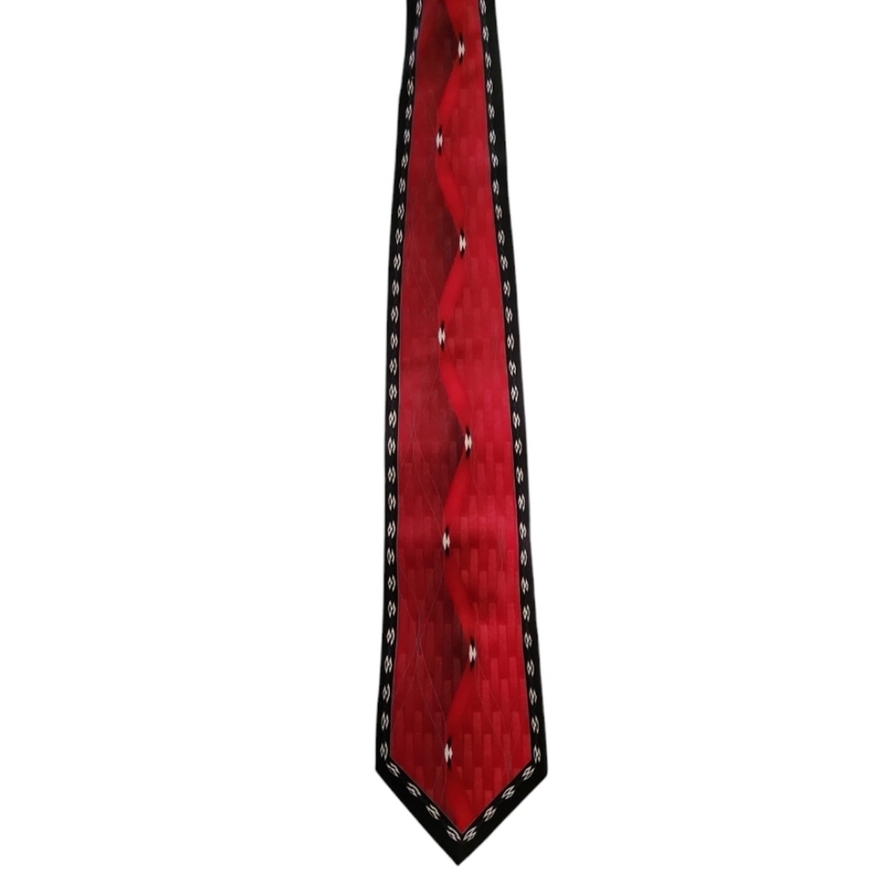 Vintage Ferucci Mens Red/Black Tie 100% Silk Hand Made
